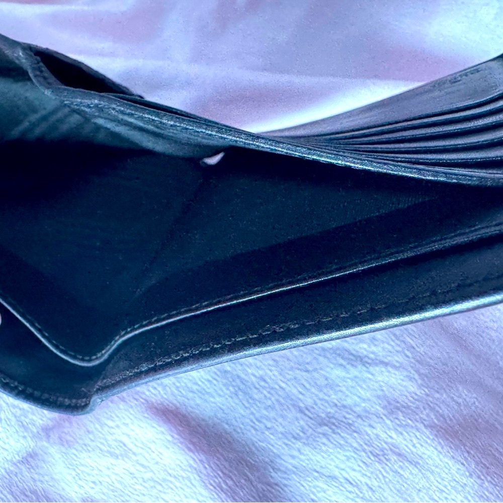 Gucci GG Canvas Black Trifold Wallet Vintage Silver Logo Plate Made in Italy - Picture 7 of 12